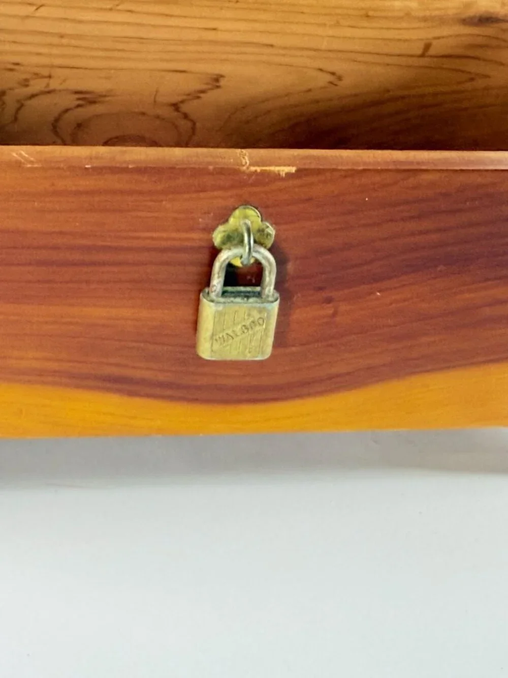 Vintage Wooden Cedar Jewelry Box With Red Velvet Lining Gold Hardware Lock